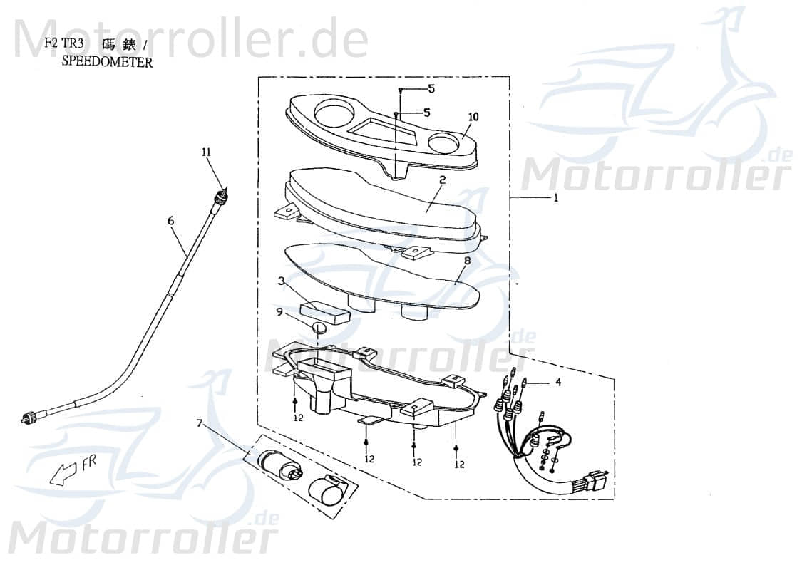 Armaturenabdeckung Tachometer grau PGO C156A030000
