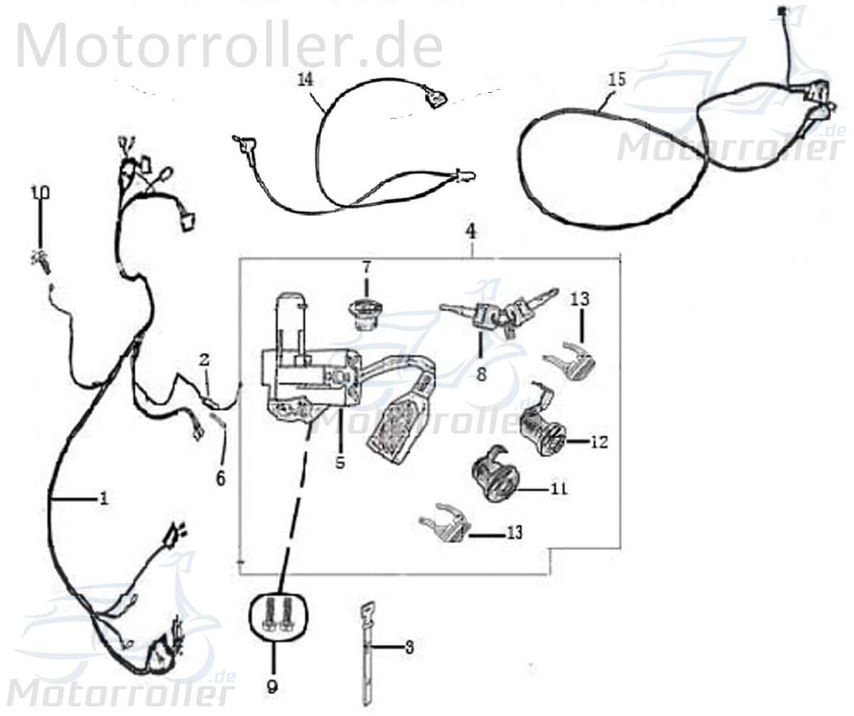 Kreidler Hiker 50 DD Kabelbaum Roller 50ccm 2Takt 1070201-10 Motorroller.de Kabelsatz Stromverteiler Strom-Verteiler Kabel-Set Kabelbündel Kabel-Baum