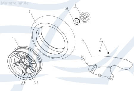 CPI Oliver 50 City Hinterradabdeckung 50ccm 2Takt 730490 Motorroller.de Schutz-Blech Innenkotflügel Radlauf hinten Schutzblech Radlauf-Schutz Scooter