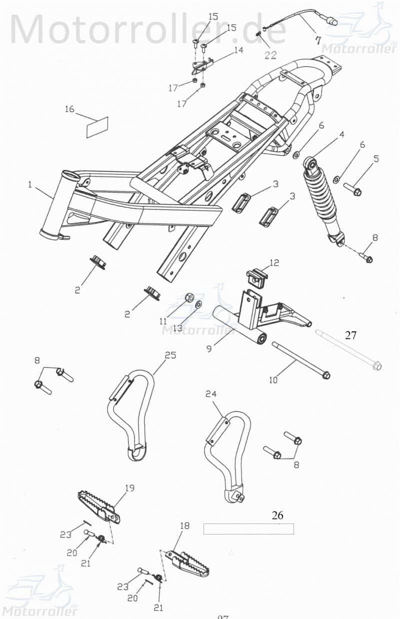 Fußrastenhalter links Fußboden Adly RT 50 Road Tracer 50615-154-001