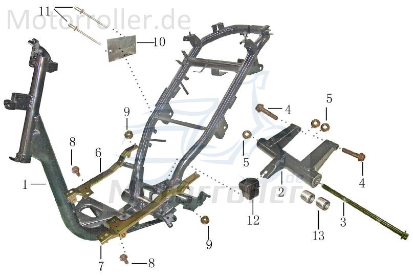 Motorschwinge flaches Widerlager Baotian Roller 50ccm 4Takt Motorroller.de Motoraufhängung Motorträger Motorwippe Motorhalter Motor-Halter 139QMB