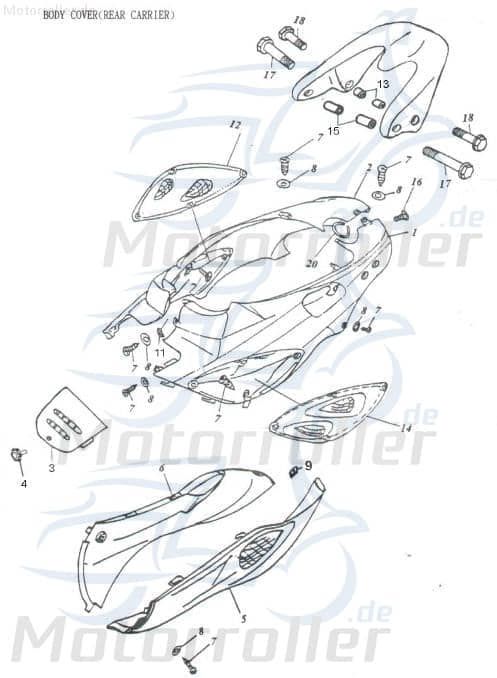 Adly Sechskantschraube Super Sonic 50 Befestigung 50ccm 2Takt Motorroller.de Halter Halterung Flachkopfschraube Sechskant-Schraube Bundschraube