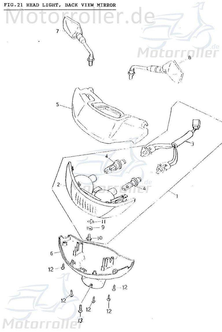 Adly Birne Scheinwerfer Bilux 12V 18/18W Roller 50ccm 2Takt Motorroller.de Leuchtmittel Hauptscheinwerfer Frontscheinwerfer Scheinwerferlampe Scooter