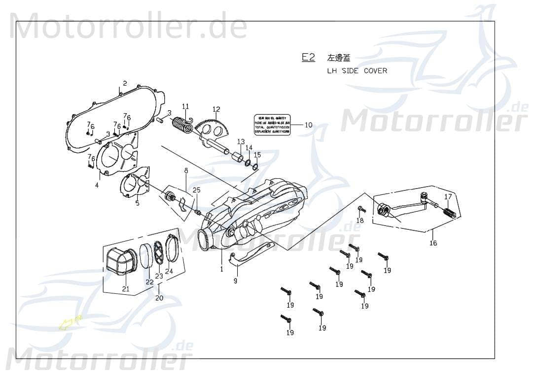 PGO Dichtung Linker Motordeckel 125ccm-4Takt G-Max 125 C1063021000 Motorroller.de Abdichtung Motordeckeldichtung PGO 125ccm-4Takt Mokick Ersatzteil