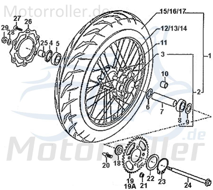 Kreidler DICE GS 125i Zahnrad Kettenrad 125ccm 4Takt 89934 Motorroller.de Rex Enduro 125 DD Kettenritzel Ketten-Rad Zahn-Rad Motorrad