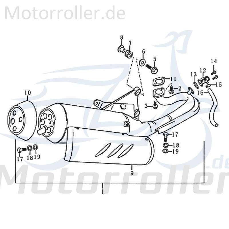 Kreidler RMC-G 50 Auspuff Endschalldämpfer 50ccm 2Takt 83681 Motorroller.de Auspuffanlage Endtopf Auspuff-Anlage Auspufftopf Auspuffendtopf Scooter